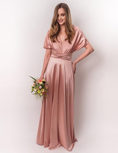 ISABUFEI Convertible Infinity Satin Dresses Wedding Guest Dresses Sleeveless Wrap Maxi Dress3