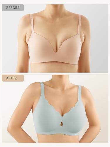 Image of LUCKMEEY Bras for Women No Underwire Wave Push Up Wireless Bra Seamless Bras Full Coverage Bralettes Lift Everyday Bras