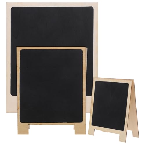 COHEALI 3Pcs Mini Chalkboard Signs with Solid Wood Base Reusable Desktop Message Boards for Restaurant Party Catering Table Numbers Menu Display and Desk Decor