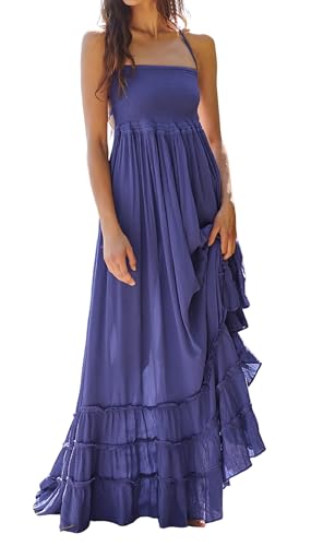 Image of R.Vivimos Womens Summer Boho Sexy Backless Long Dresses