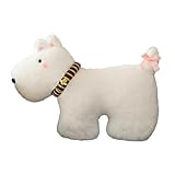 Westie Plüschtier mit Fliege, Süßer West Highland Terrier Kuscheltier Hund, Weiches Plüsch Kissen & Stofftier für Kinder, Cartoon Welpe Spielzeug Geschenk für Geburtstag