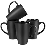 BYCNZB 20oz Extra Large Ceramic Tall Coffee Mugs Set for Coffee Tea Hot Cocoa set of 4 Dishwasher & Microwave Safe (Matte black)