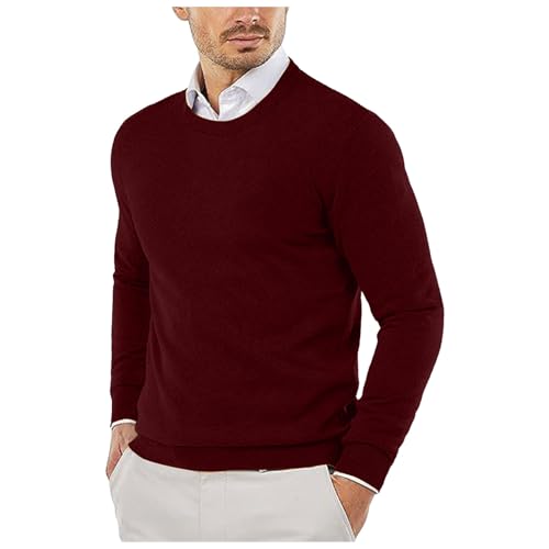 Men's Men's Round Neck Sweater Knitted Sweater Solid Color Casual Long Sleeved Sweater Pullover