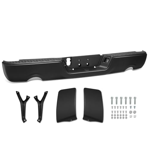 Rear Step Bumper Compatible with 2009-2018 Dodge Ram 1500 & 2019 Ram 1500 Classic with Dual Exhaust Holes fits models w/o Backup Sensors Black Steel