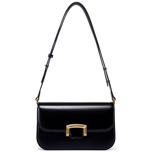 LA FESTIN Bolsa de ombro feminina de couro com alça ajustável, bolsa tiracolo - Trend Chasers, Preto