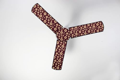 Image of waterproof dustproof ceiling fan cover for 3 blade fan attachable enclosure design multi pattern home decor पंखा कवर set of 1 chocolate brown finish