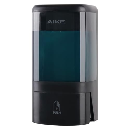 AIKE Dispensador de jabón líquido Comercial de 1200 ml, Gran Capacidad, Bomba Manual montada en la Pared con Cerradura y Ventana Transparente, Ideal para oficinas, Espacios industriales y baños