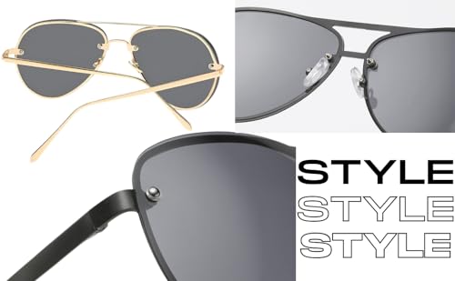 Image of Retro Polarized Aviator Sunglasses for Men Women Stylish | Metal frame with UV400 Protection | Spring Hinges Anti Glare Shatter Resistant Lightweight Goggles for Driving