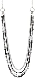 FULU AUTUMN Long Layered Statement Necklaces for Women Silver Crystal shell Chain Necklace Boho Costume Jewellery Birthday Gifts