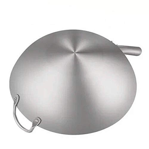 CTCOIJRN Edelstahl-Wok mit Griff, Mehrzweck-Induktions-Wok, unbeschichtet, mit fortschrittlicher 3-Lagen-Struktur for alle Wärmequellen, einschließlich 43 cm Induktionssilber(38cm)