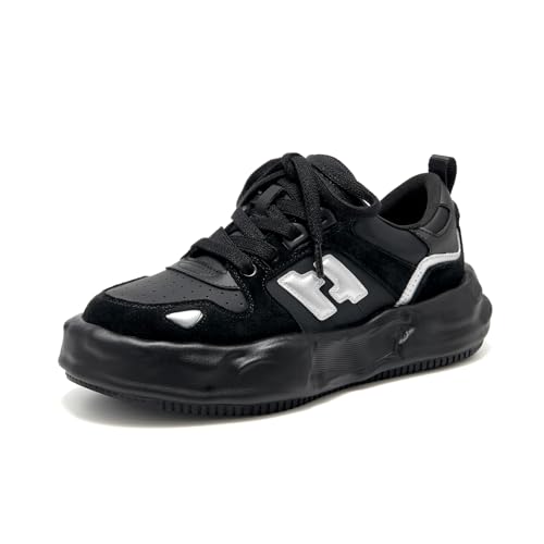 BEAU TODAY Chunky Sneakers for Women, Womens Fashion Sneakers, Breathable Comfort Casual Tennis Shoes, Lightweight Lace-up Sneakers for Travel Gym Work