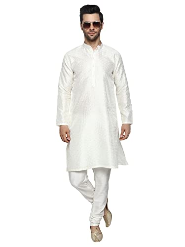 Image of Uri and MacKenzie Embroidery Silk Men's Kurta Pyjama Set