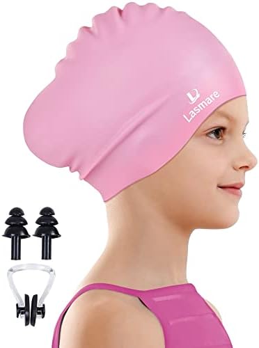 Kids Long Hair Swim Cap for Girls Boys