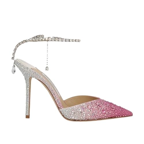 Women's Pointed Closed Toe Rhinstone High Stilettos Heeled Sandals Wedding Party Dress Shoes