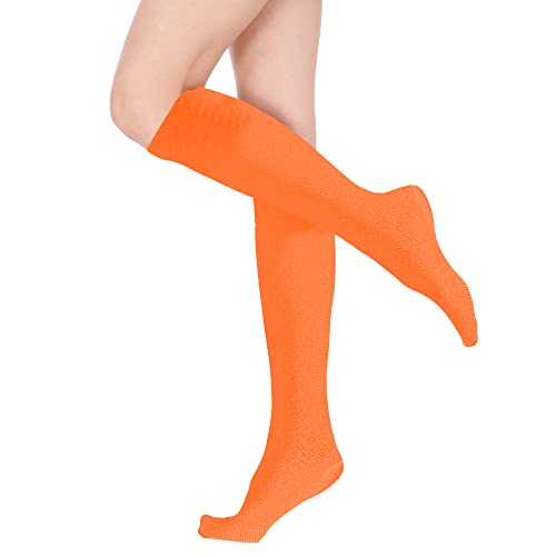 Image of DOOVID Casual Knee High Socks for Women Tube Socks Elasticity Athletic Socks Thin Stripe Knee High Stockings