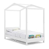 Delta Children Poppy House Wood Twin Bed, Platform Bed - No Box Spring Needed, Bianca White