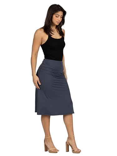 24seven Comfort Apparel A Line Elastic Waist Knee Length Skirt4