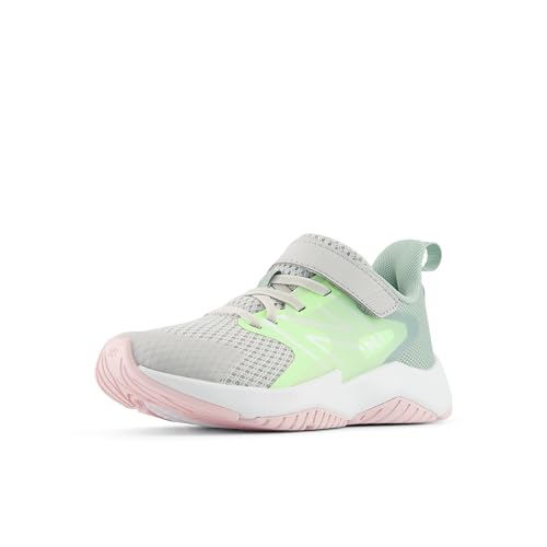 New Balance Kids Rave Run V2 Hook & Loop Running Shoe Grey Matter/Mint Flash/Mosaic Green 2 M Little Kid