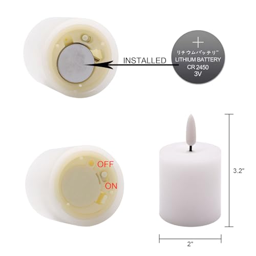 Image of LED Votive Flickering Flameless Candles, Flameless Pillar Candlesticks with 3D Wick Realistic, Real Wax Candles Battery Operated for Wedding Birthday Home Decor (Battery Included)