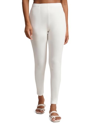 Image of ONE SKY Women Full Length Leggings | Cotton Modal Spandex Blend | High Waist Stretchable & Bio-Washed Fabric | Colour-Lock Technology | Comfortable Leggings for Women