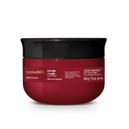 O Boticário Native SPA Cherry Rouge 200g | Ujędrniający krem do ciała 5 w 1 | na szyję i dekolt | Poprawia zwiotczenie i cienkie linie, balsam nawilżający | Wegańskie