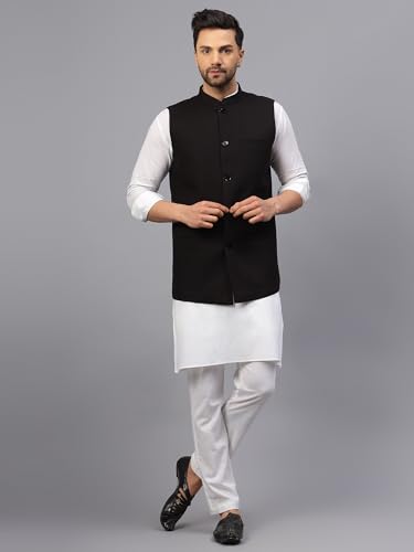 Image of LATEST CHIKAN Men's Traditional Tweed Cotton Checkred Premium Nehru Jacket /Waistcoat
