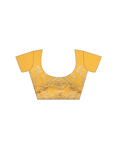 Image of SIRIL Women's Shimmer Silk Sequence Embroidery Lace two Tone Saree With Embroidery Unstitched Blouse Piece