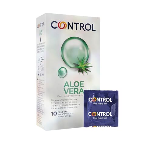 CONTROL Aloe Vera Preservativos Hidratantes y Extra Lubricados con Aloe Vera, 10 preservativos