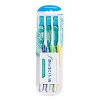 Sensodyne Daily Care Soft Toothbrush for Sensitive Teeth, 3 Pack | All Round Effective Clean