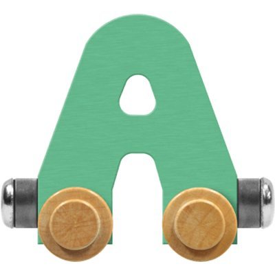 Maple Landmark NameTrain Pastel Letter Car A - Made in USA (Green)