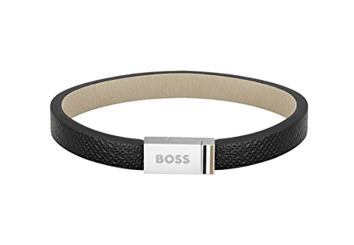 BOSS Jewelry Pulsera de piel para Hombre Colección JACE Negro - 1580336M