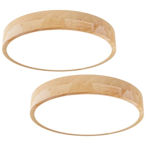 Led Ceiling Light Flush Mount: 12 Inch 24W Wood Bedroom