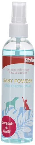 Bioline Baby Powder 118 ml,Deodorizing Pet Spray, Whiteblue