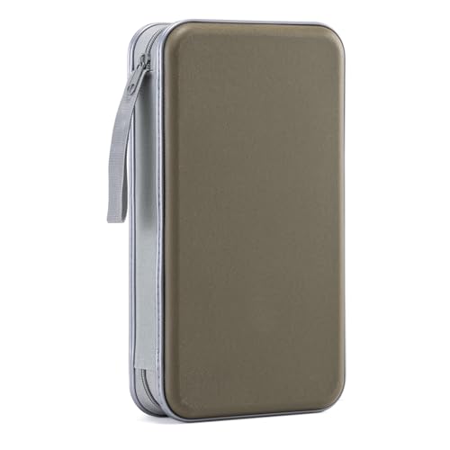 LIOVODE Estojo Para Dvd, Cd Com Capacidade 96 Unidades, Suporte Portátil, Organizador De Carteira Plástico Rígido Carro (Verde-Oliva)