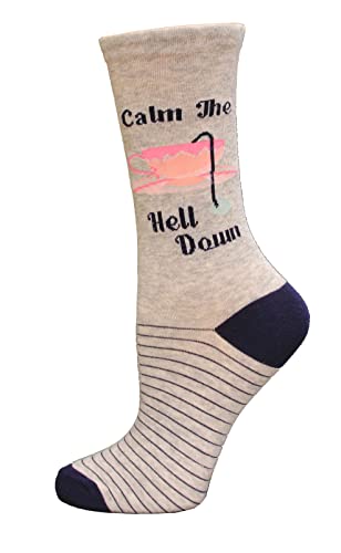 Image of K. Bell Women's Calm Down Crew Socks 1 Pair, Grey Heather, Women's 9-11 Shoe