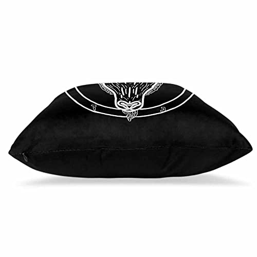 Wondertify Pentagram Demon Throw Pillow Covers Baphomet Satanic Goat Head Symbol Tattoo Square Pillow Cases Set Of 2 For Decorative Cushion Bed Couch Sofa White Black 18"X18" #TOP2