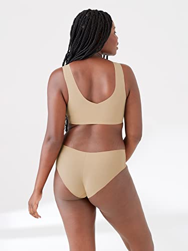 True & Co Womens Body Lift V Neck Bra, Desert, X-Large 38-40A/D Us #TOP1