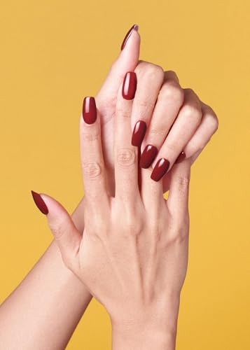 Image of ohora Semi Cured Gel Nail Strips (N Chilly) - Red, Solid, Works with Any UV /LED Lamps, Salon-Quality, Long Lasting, Easy to Apply & Remove - Includes 2 Prep Pads, Nail File & Wooden Stick