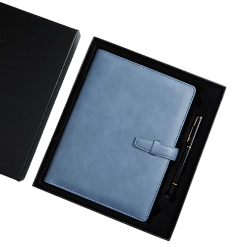 TAIUTYUノートブックカバー 防水 PUレザー マニュアルカバー 大学 ペンホルダー ブックマーク付き カードホルダー ノートカバー ブックカバー 横開き ハード保護カバー (A5ボックスセット,デニムブルー)