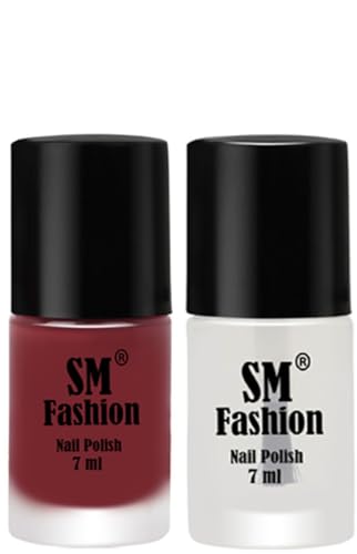 Image of Long Lasting Nail Polish | Nail Paint Combo 7 ml Each) - Set of 2 Plum-Top Coat