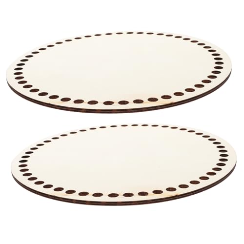 Angoily 2pcs Crochet Basket Bottoms Wooden Knitting Base for Bag Weaving DIY Craft and Replacement Tool