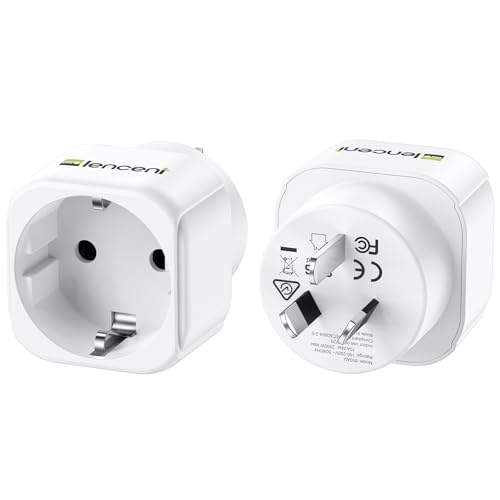 LENCENT 2 st Reseadapter Sverige/EU till AUS/CN Laddare, Typ I Laddningsadapter för Dator, Mobiltelefon Travel Adapter Uttag, Strömadapter för Australien, Kina, Argentina, Nya Zeeland, Fiji, Brasilien