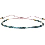 KELITCH Thin Strand Link Bracelets Handmade Charm Bohe Seed Bead Bracelets for Women Men Gift