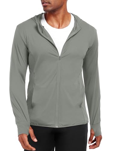 Image of NELEUS Men's Workout Fishing Shirts UPF 50+ Light Jacket Full Zip Sun Protection Long Sleeve Hoodie for Men Hiking