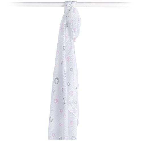 Lulujo Baby Cotton Muslin Silky Soft Swaddling Blanket, Pink Circles, 47 X 47-Inches #TOP1