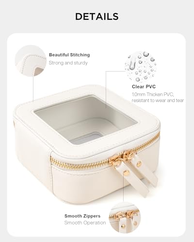 Image of LETGO Clear Makeup Bags for Beach,Small Clear Makeup Bag for Purse,Mini Makeup Pouch Purse Organizer Fit Carry-on Travel Essentials,Cute Car Cosmetic Bags for Car Accessories for Women (Mini-White)