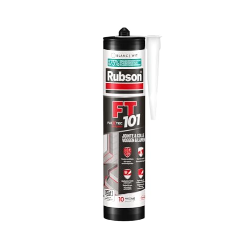 Rubson Mastic FT 101 Joint Fissure et Colle Blanc (cartouche 280 ml) – Mastic polyvalent tous matériaux – Étanche et résistant