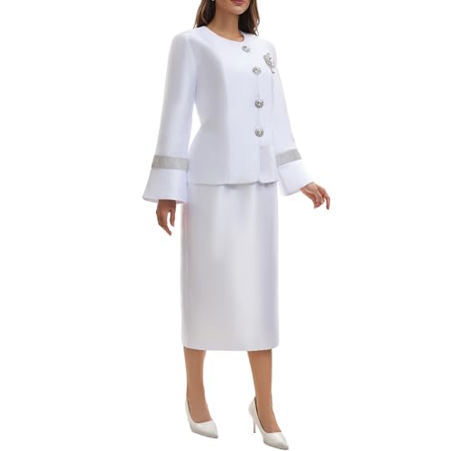 Elegant Mother of Bride Formal Church Suit 2 Piece Set with Rhinestone Buttons and Decorated Cuffs Wedding Guest Outfit 5