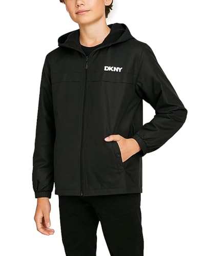 Image of DKNY Boys Fleece Jacket - Water and Wind Resistant Polar Fleece Lined Boys Windbreaker Jacket - Cozy Outerwear Kids Jackets