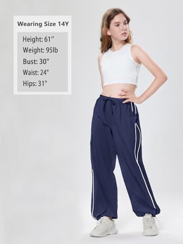 Image of EXARUS Girls Parachute Pants Cargo Hip Hop Wide Leg Baggy Y2K Teen
